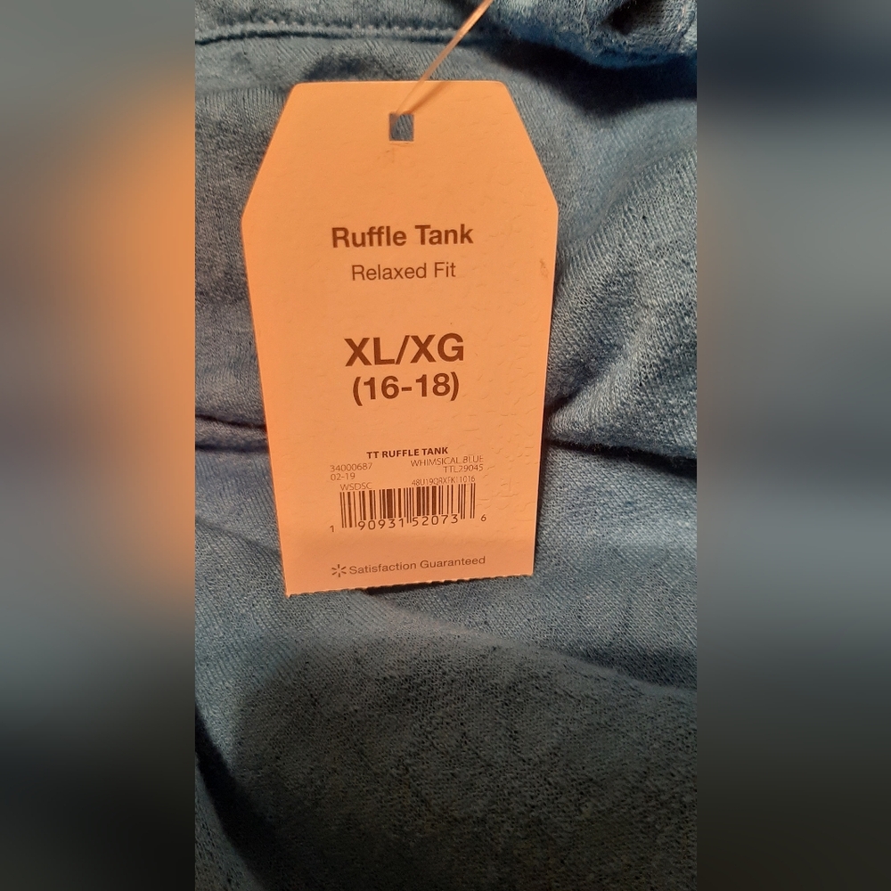 Time and True Ruffle Tank size XL (16-18) Whimsical Blue - Picture 6 of 6